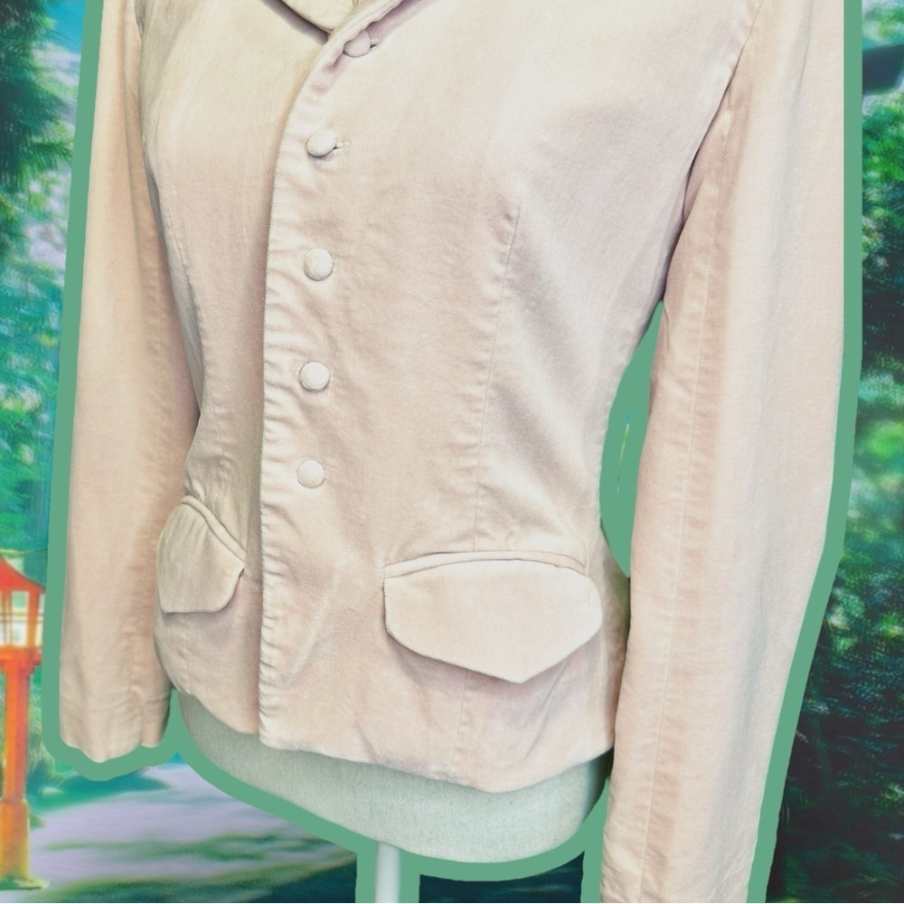 Ralph Lauren Vintage 90’s Tartan Label Pink Velvet Covered Button Blazer Size S - Picture 5 of 14